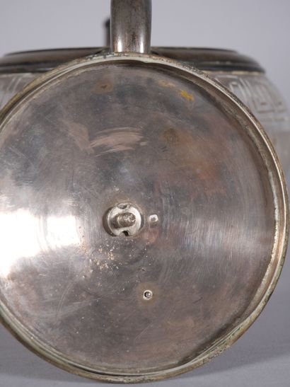 Glass sugar bowl decorated with Greek motifs,...