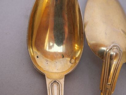 Suite of 4 spoons in 950 thousandths gilt...