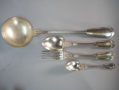 Mismatched sets of white metal household...