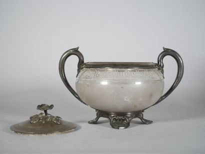 Glass sugar bowl decorated with Greek motifs,...