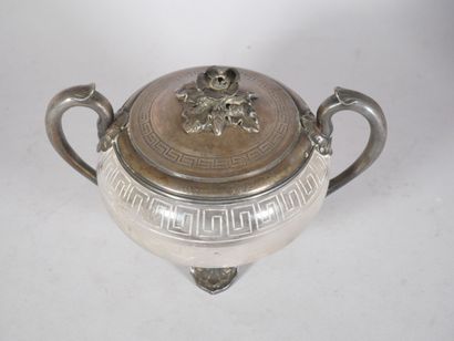 Glass sugar bowl decorated with Greek motifs,...