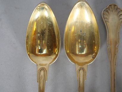 Suite of 4 spoons in 950 thousandths gilt...
