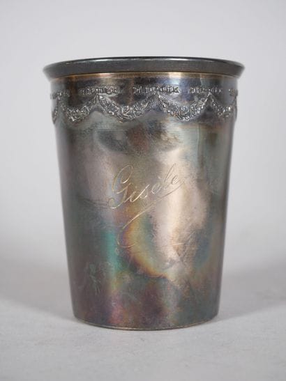 950 thousandths silver tumbler decorated...