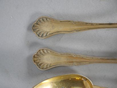Suite of 4 spoons in 950 thousandths gilt...