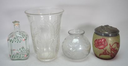 Crystal vase with flared neck and cut decoration...