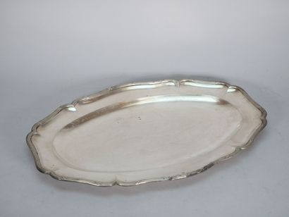 Oval platter in 950 thousandths silver with...