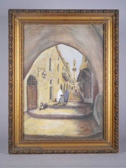 Ecole Orientaliste
Rue à Jérusalem
Aquarelle...