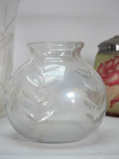Crystal vase with flared neck and cut decoration...