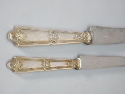 12 large knives and 12 small knives in metal,...