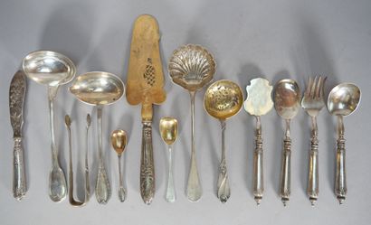 Set of 95 thousandths silver flatware including:...