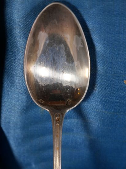 Suite of 12 silver spoons 9250 thousandths...