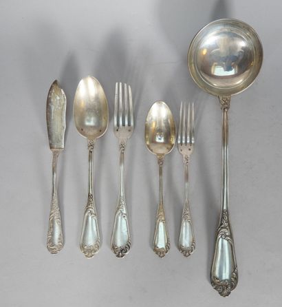 Set of cutlery in 950 thousandths silver...