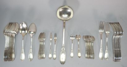 White metal service set with foliate and...