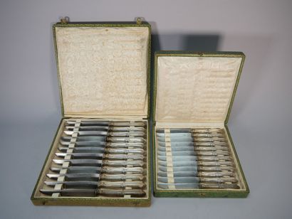 12 large knives and 12 small knives in metal,...