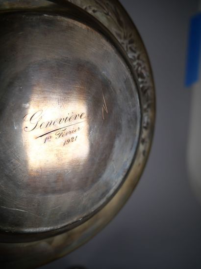 Set of silver-plated metal parts including...