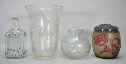 Crystal vase with flared neck and cut decoration...