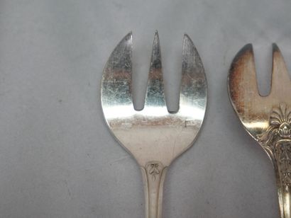 White metal service set with foliate and...