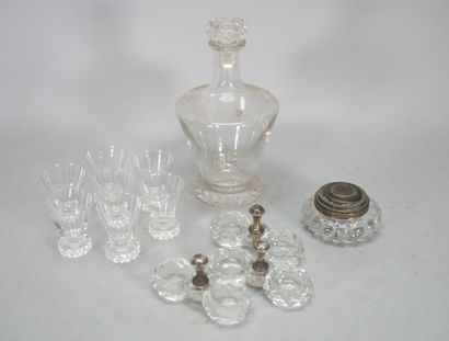 Cut crystal liqueur service, base model decorated...