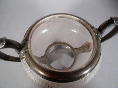 Glass sugar bowl decorated with Greek motifs,...