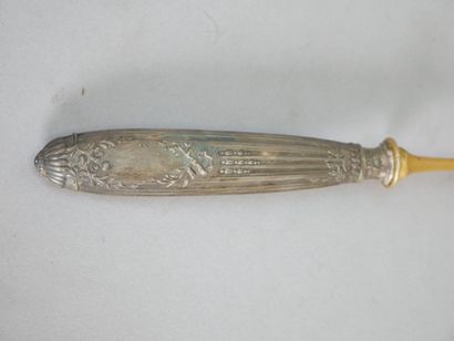 Strawberry cutlery in gilt metal, handle...