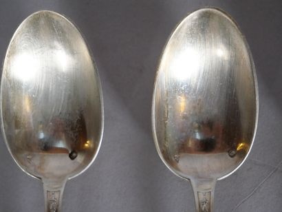 Suite of 9 silver spoons, 950 thousandths,...