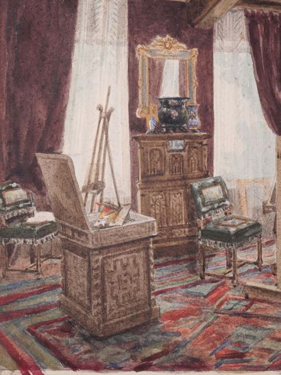 École du XIXe siècle
Scène d'intérieur
Aquarelle...