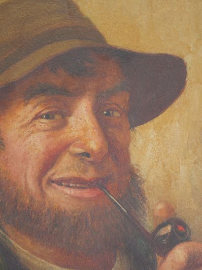 Léon NOIREAUT (1890-1960) 
Le fumeur de pipe
Huile...