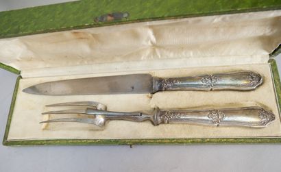 Cutlery for carving, handle in filled silver...