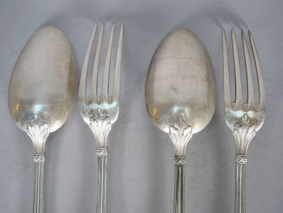 Set of two large flatware pieces in 950 thousandths...