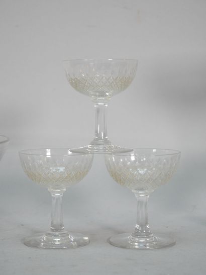Part of a service of cut crystal glasses...