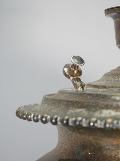 Samovar in silver-plated metal, the body...