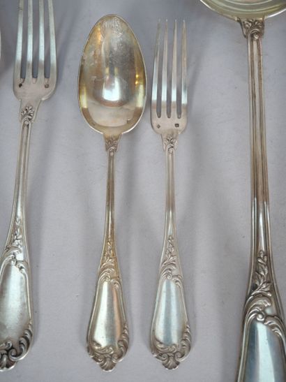 Set of cutlery in 950 thousandths silver...