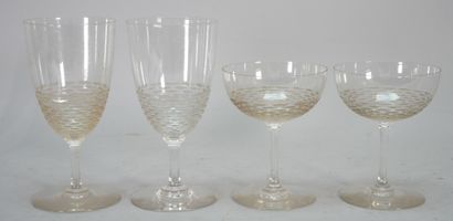 Part of a set of crystal glasses with trellis...