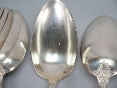 White metal service set with foliate and...