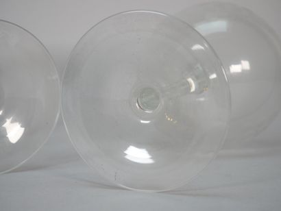 Pair of large glasses on pedestal in engraved...