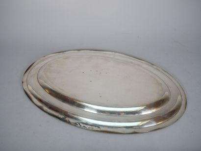 Oval platter in 950 thousandths silver with...