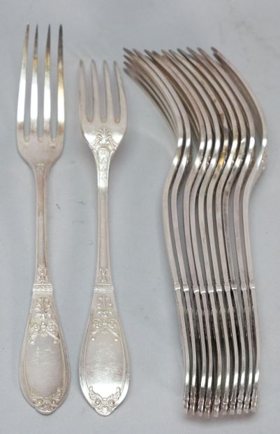 White metal service set with foliate and...