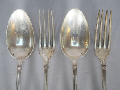 Set of two large flatware pieces in 950 thousandths...