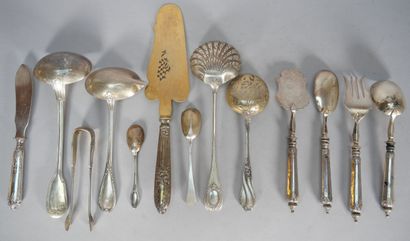 Set of 95 thousandths silver flatware including:...