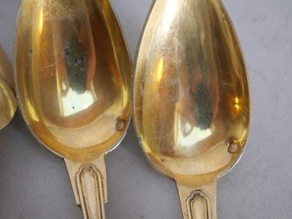 Suite of 4 spoons in 950 thousandths gilt...