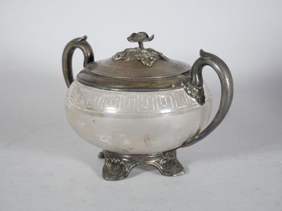 Glass sugar bowl decorated with Greek motifs,...