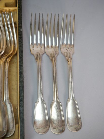 Mismatched sets of white metal household...