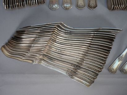 Part of a white metal menagère, spatula model...