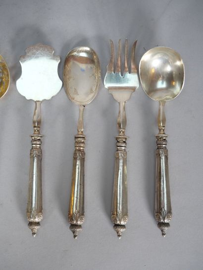 Set of 95 thousandths silver flatware including:...