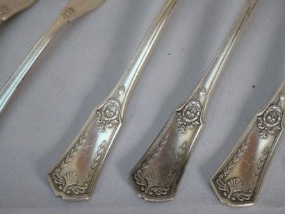 Part of a white metal menagère, spatula model...