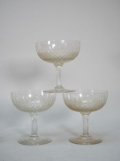 Part of a service of cut crystal glasses...