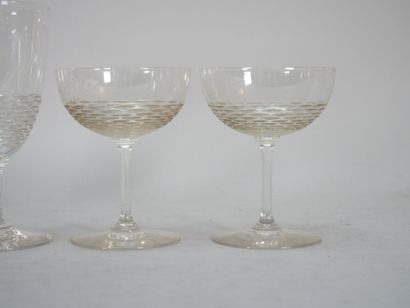 Part of a set of crystal glasses with trellis...