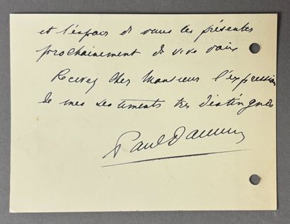 Carte autographe signée de Paul Daum (industriel,...