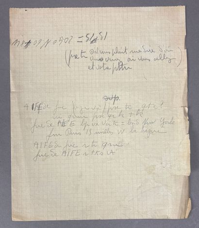 Note manuscrite d'échanges en vol : 