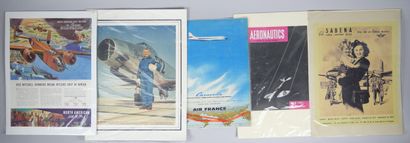A collection of cardboard or laminated posters...